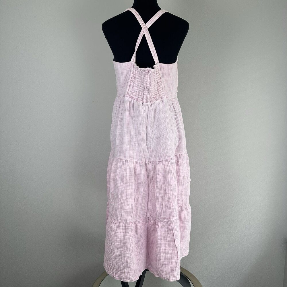 Z SUPPLY Gauzy Tiered Midi Dress in Bleached Pink Mauve Size Large Boho Summer - Picture 9 of 16